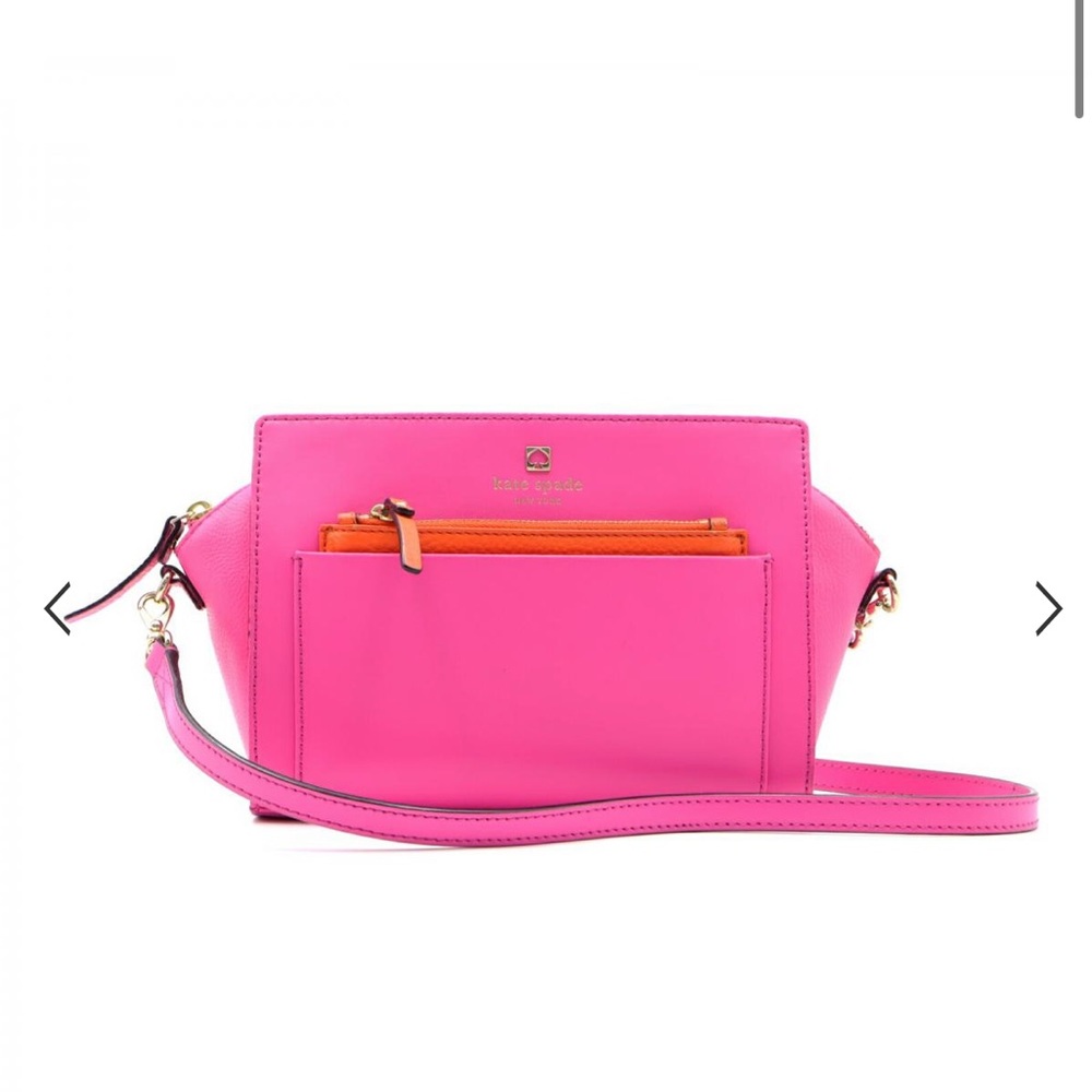 Kate Spade Adelia Hadley 2way Leather Vibrant Crossbody Messenger clutch hot pnk